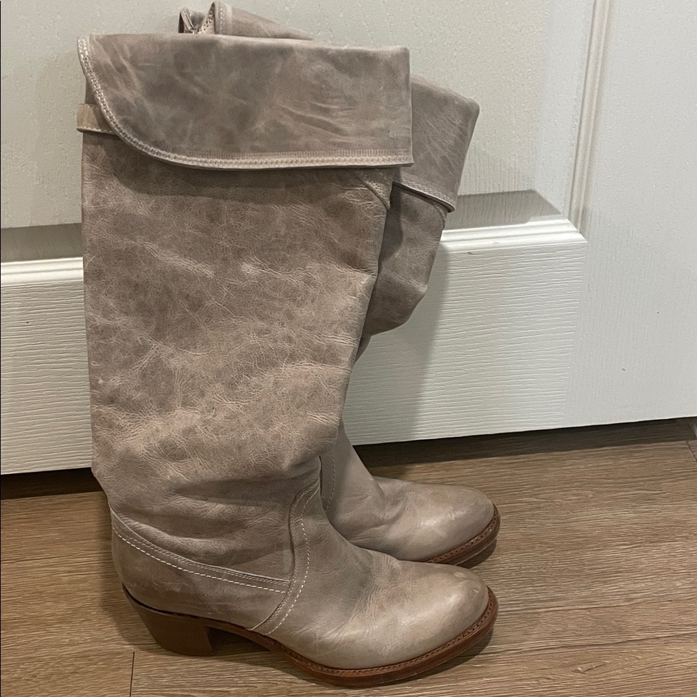 Frye Knee High Boots in Gray/Taupe